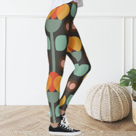 Retro Groovy Geometric Orange Leggings