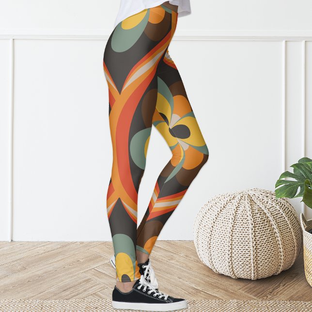 Retro Groovy Geometric Orange Leggings (Von Creator hochgeladen)