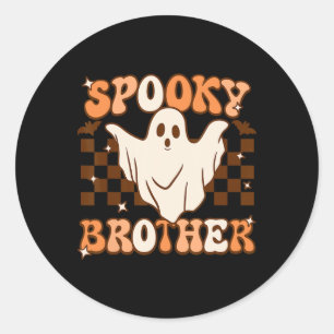 Retro Groovy Ghost Spooky Brother Costume Matching Runder Aufkleber