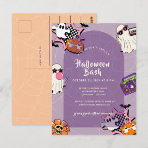 Retro Groovy Ghouls Halloween-Party Postkarte