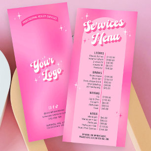 Retro Groovy Girly Pink Salon Nails Wellness-Cente Werbekarte