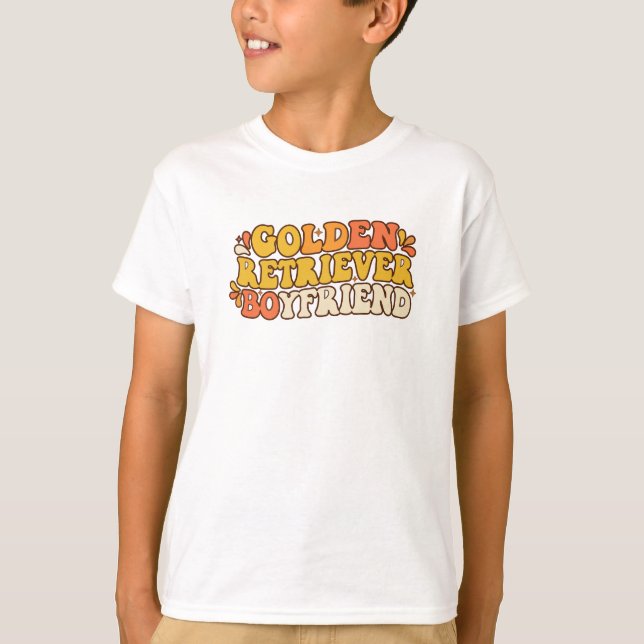 Retro Groovy Golden Retriever Boyfriend - 70s Typo T-Shirt (Vorderseite)