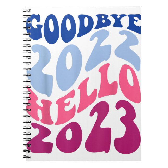 Retro Groovy Goodbye 2022 Hallo 2023 Neujahr Notizblock (Vorderseite)