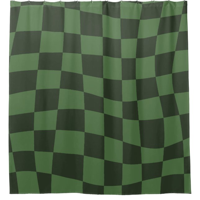 Retro Groovy Grauschachtel Muster Duschvorhang (Vorderseite)