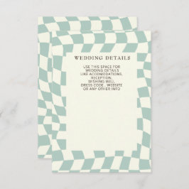 Retro Groovy Green Checkerboard Hochzeit Begleitkarte