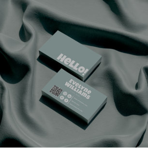 Retro Groovy Green QR Code Hallo Modern Boho Visitenkarte