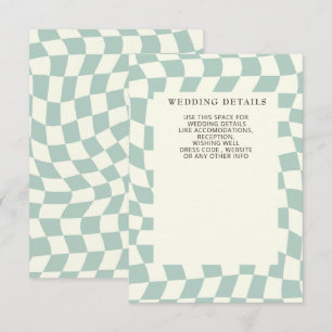 Retro Groovy Grün kariert Hochzeit Begleitkarte