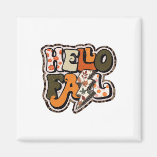 Retro Groovy Hallo Herbst Herbst Vibes Blitzbol Magnet