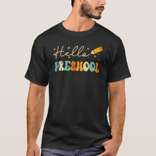 Retro Groovy Hallo Vorschule Zurück zur Schule Leh T-Shirt
