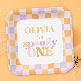 Retro Groovy Halloween erster Geburtstag Pappteller