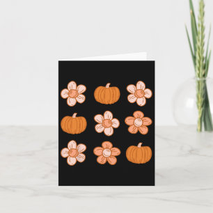 Retro Groovy Halloween Fall Hippie Pumpkin Floral Karte