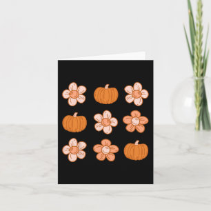 Retro Groovy Halloween Fall Hippie Pumpkin Floral Karte
