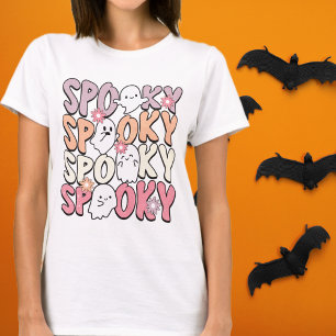 Retro Groovy Halloween Geister und Blume Spooky T-Shirt
