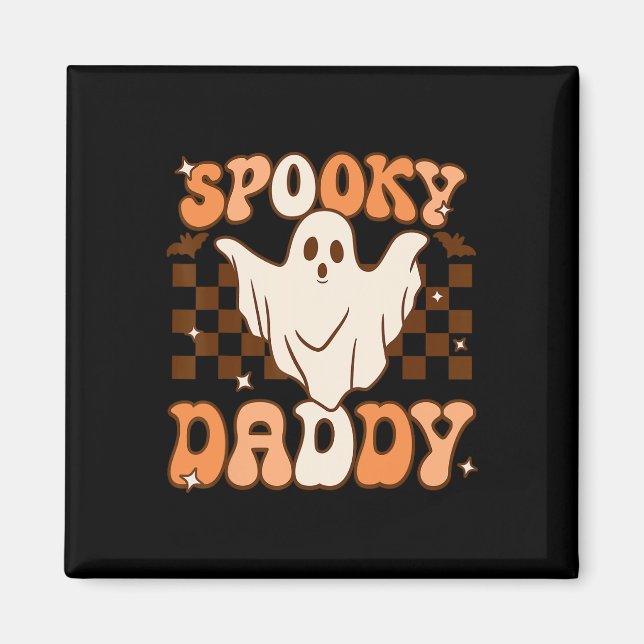 Retro Groovy Halloween Ghost Spooky Daddy Costume Magnet (Vorne)