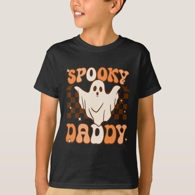 Retro Groovy Halloween Ghost Spooky Daddy Costume T-Shirt (Vorderseite)