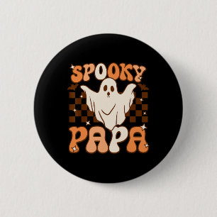 Retro Groovy Halloween Ghost Spooky Papa Kostüm Button