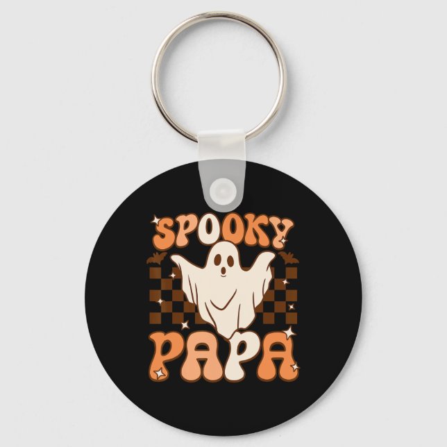 Retro Groovy Halloween Ghost Spooky Papa Kostüm Schlüsselanhänger (Vorderseite)