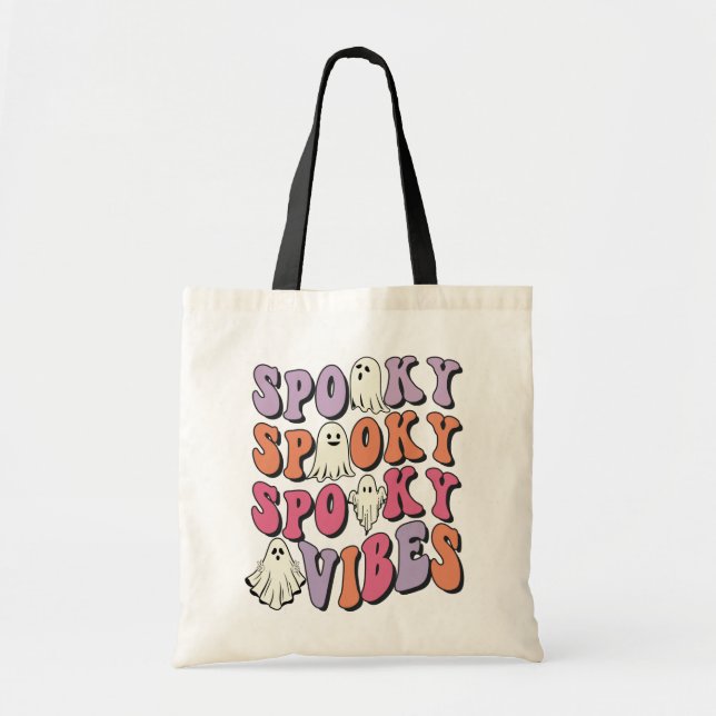 Retro Groovy Halloween Ghost Spooky Vibes Tote Bag Tragetasche (Vorne)