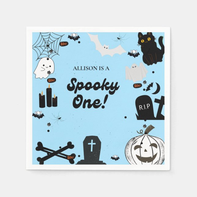 Retro Groovy Halloween leckte einen ersten Geburts Serviette (Vorderseite)
