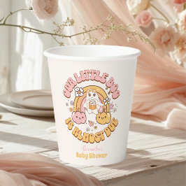 Retro Groovy Halloween Little Boo Baby Dusche Pappbecher