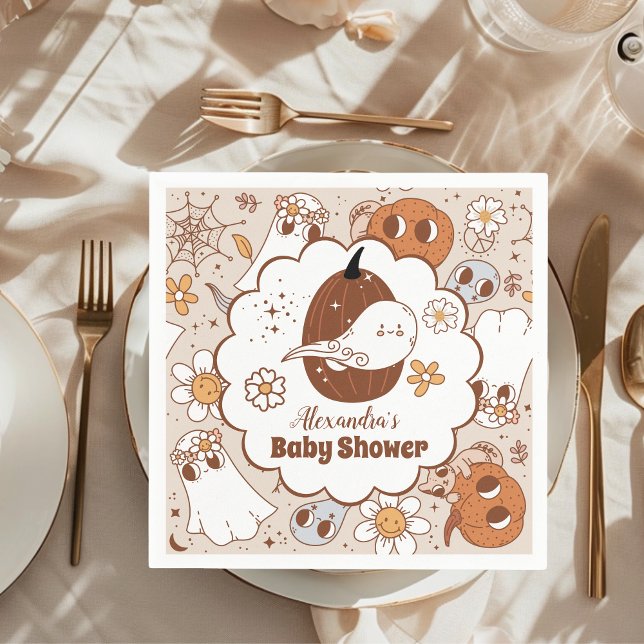 Retro Groovy Halloween Little Boo Baby Dusche Serviette (Von Creator hochgeladen)