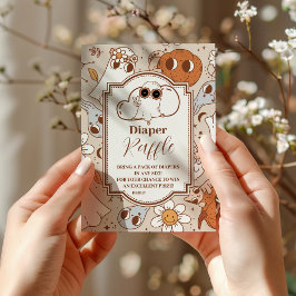 Retro Groovy Halloween Little Boo Raffle Diapper Begleitkarte