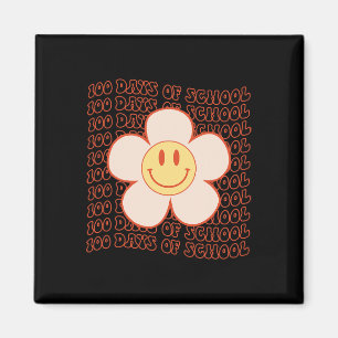 Retro Groovy Happy Gesicht 100 Tage der Schule Nie Magnet