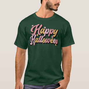Retro Groovy Happy Halloween Women Girls Funny Hal T-Shirt