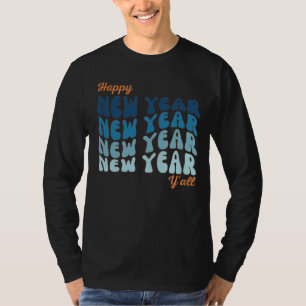 Retro Groovy Happy New Year Y'all Men's T-Shirt
