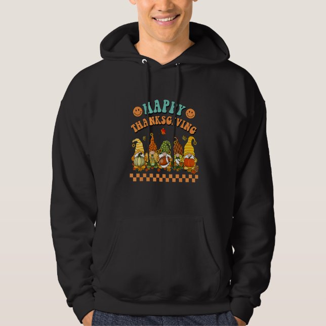 Retro Groovy Happy Thanksgiving Fall Gnomes Pumpki Hoodie (Vorderseite)