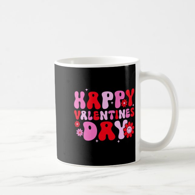 Retro Groovy Happy Valentines Day Hearts Love Wome Kaffeetasse (Rechts)