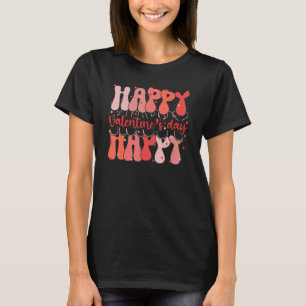 Retro Groovy Happy Valentineu2019s Day Heart Match T-Shirt