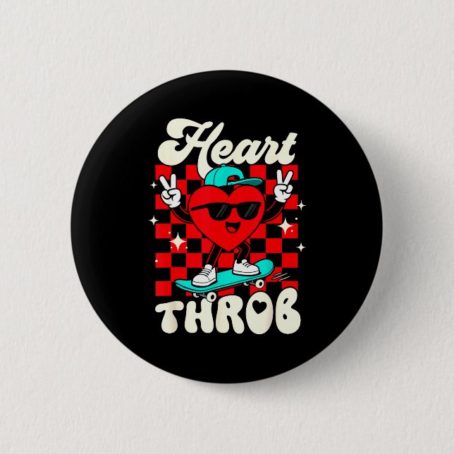 Retro Groovy Heart Throb Valentines Day Toddlers B Button (Vorderseite)
