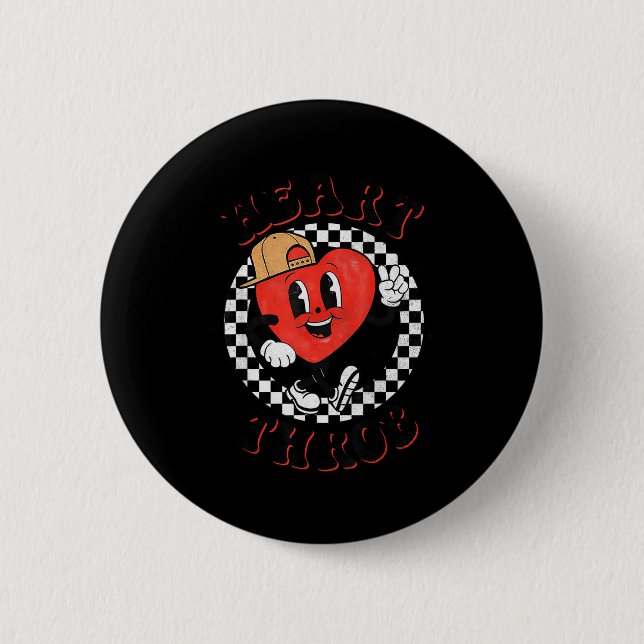 Retro Groovy Heart Throb Valentines Day Toddlers B Button (Vorderseite)