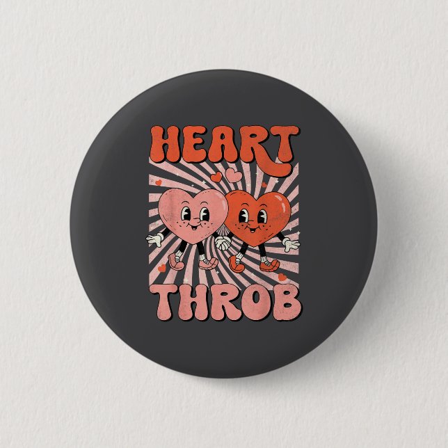 Retro Groovy Heart Throb Valentines Day Toddlers B Button (Vorderseite)