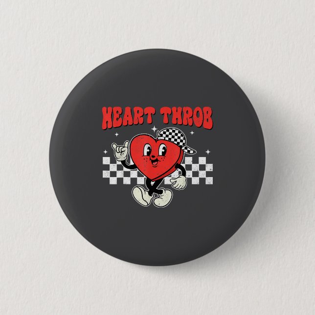 Retro Groovy Heart Throb Valentines Day Toddlers B Button (Vorderseite)