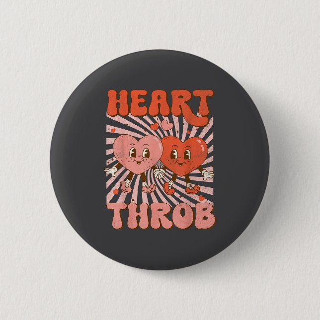 Retro Groovy Heart Throb Valentines Day Toddlers B Button (Vorderseite)