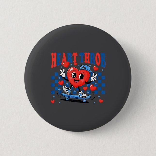 Retro Groovy Heart Throb Valentines Day Toddlers B Button (Vorderseite)