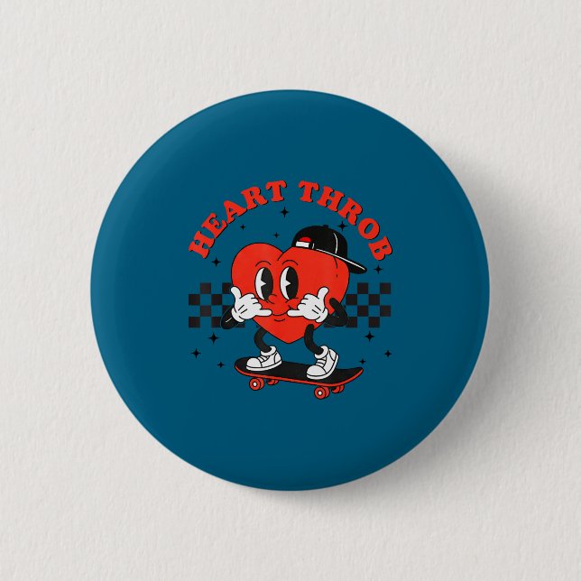 Retro Groovy Heart Throb Valentines Day Toddlers B Button (Vorderseite)