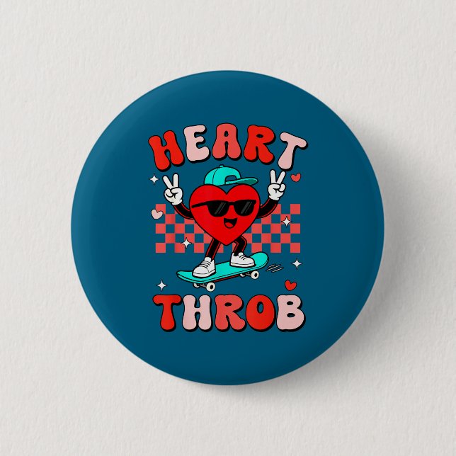 Retro Groovy Heart Throb Valentines Day Toddlers B Button (Vorderseite)