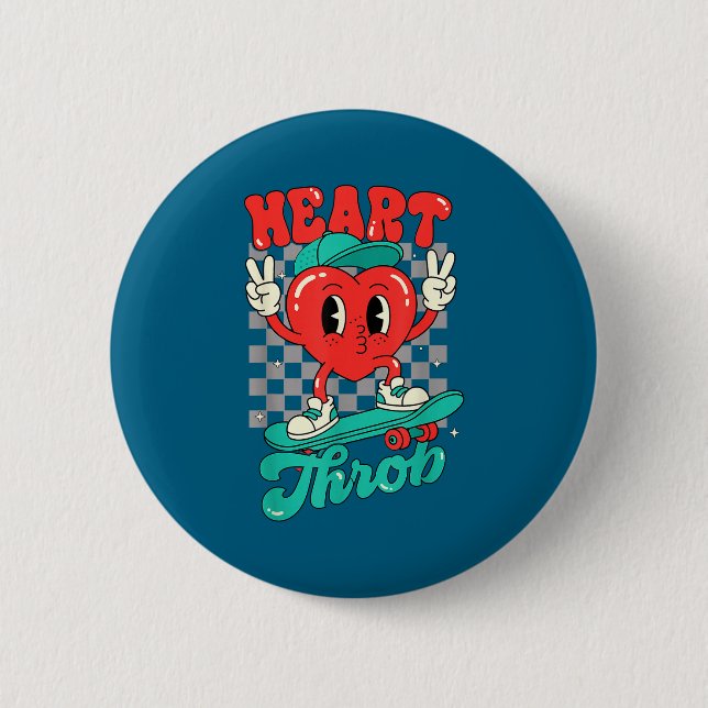 Retro Groovy Heart Throb Valentines Day Toddlers B Button (Vorderseite)