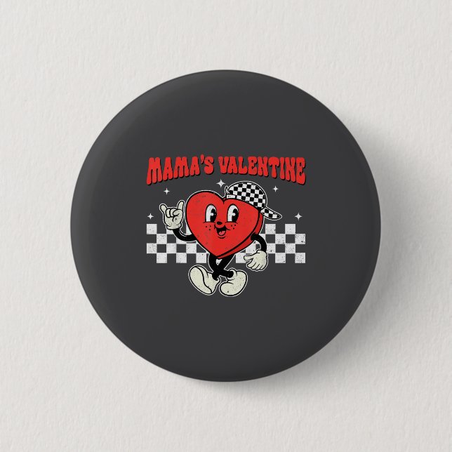Retro Groovy Heart Throb Valentines Day Toddlers B Button (Vorderseite)