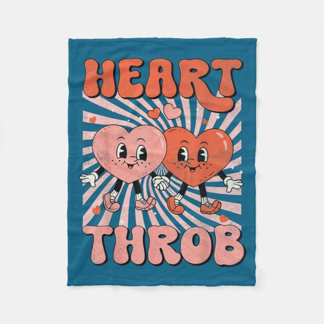 Retro Groovy Heart Throb Valentines Day Toddlers B Fleecedecke (Vorderseite)