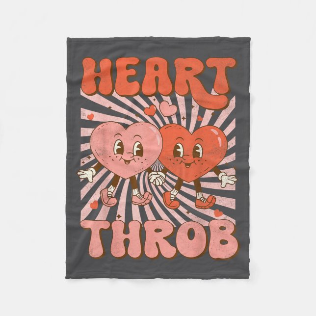 Retro Groovy Heart Throb Valentines Day Toddlers B Fleecedecke (Vorderseite)