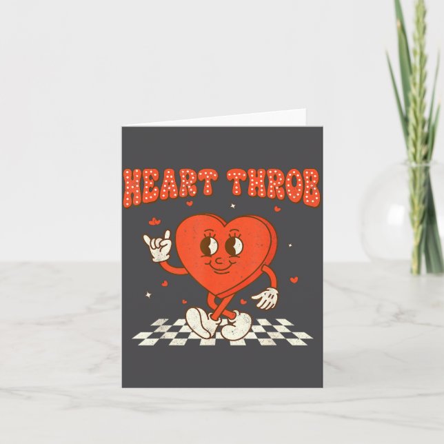Retro Groovy Heart Throb Valentines Day Toddlers B Karte (Vorderseite)