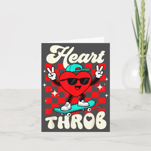 Retro Groovy Heart Throb Valentines Day Toddlers B Karte (Vorderseite)