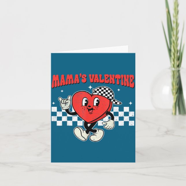 Retro Groovy Heart Throb Valentines Day Toddlers B Karte (Vorderseite)
