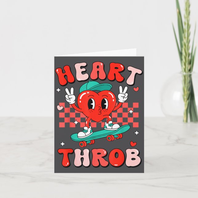 Retro Groovy Heart Throb Valentines Day Toddlers B Karte (Vorderseite)