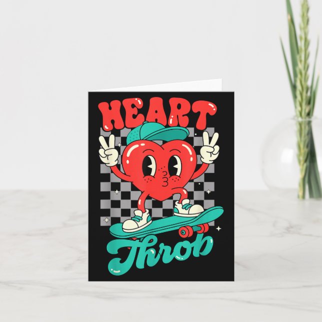 Retro Groovy Heart Throb Valentines Day Toddlers B Karte (Vorderseite)