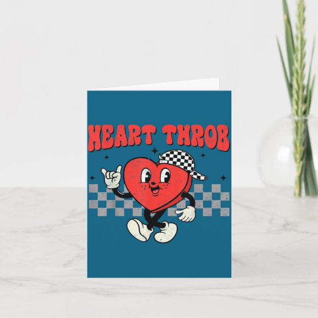 Retro Groovy Heart Throb Valentines Day Toddlers B Karte (Vorderseite)